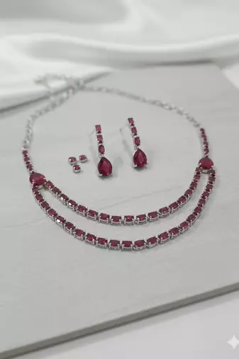 Red american diamonds necklaces
