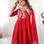 Red Silk Sequin Anarkali with dupatta