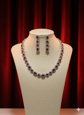 Red american diamonds necklaces 2