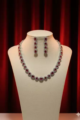 Red american diamonds necklaces