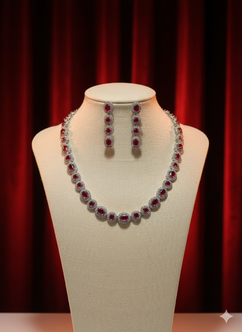 Red american diamonds necklaces