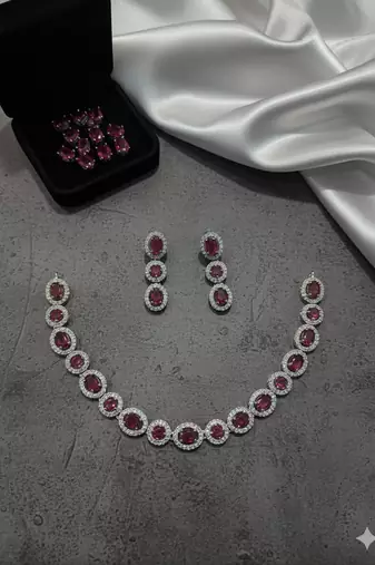 Red american diamonds necklaces