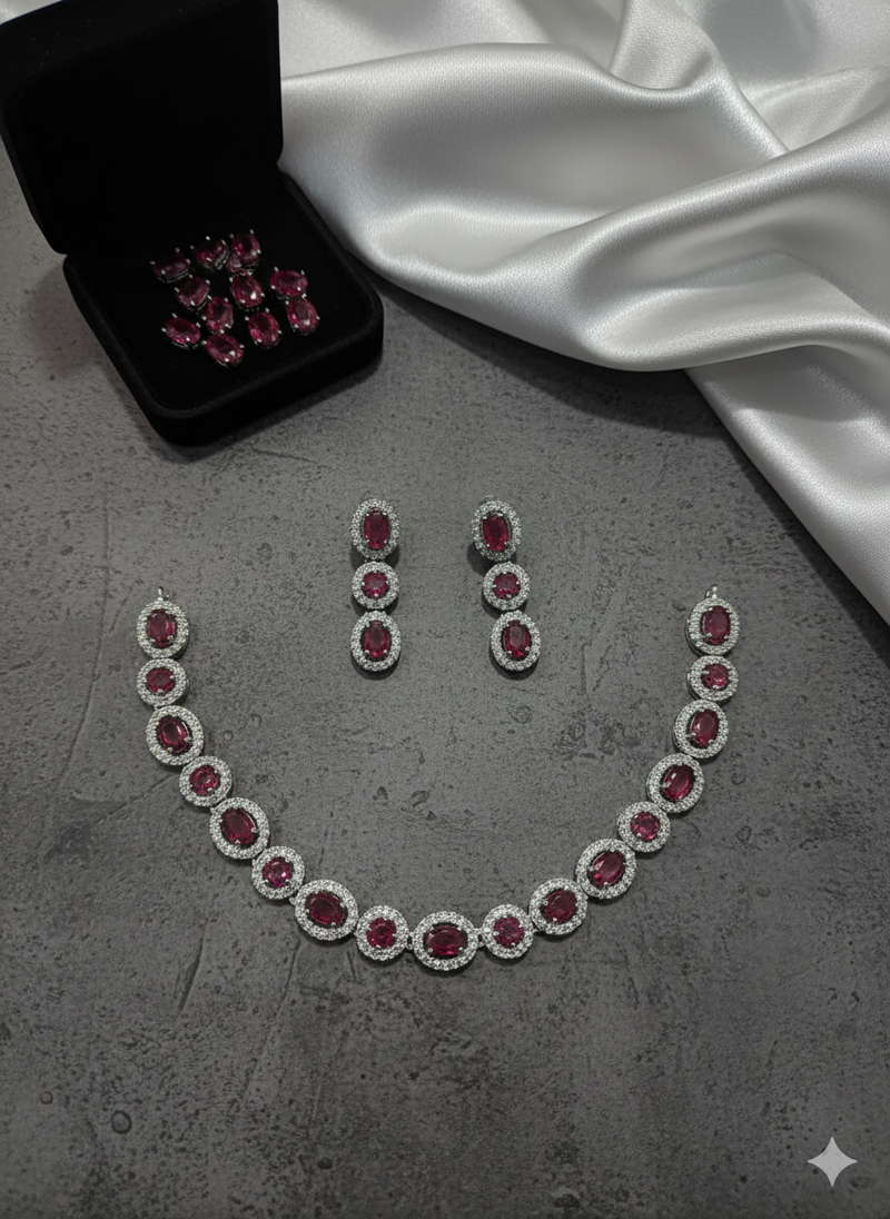 Red american diamonds necklaces