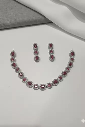 Red american diamonds necklaces