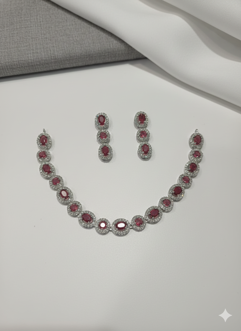 Red american diamonds necklaces