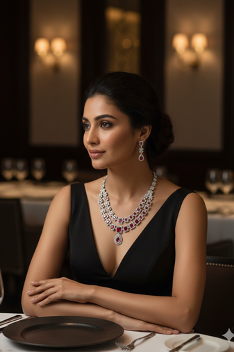 Red american diamonds necklaces