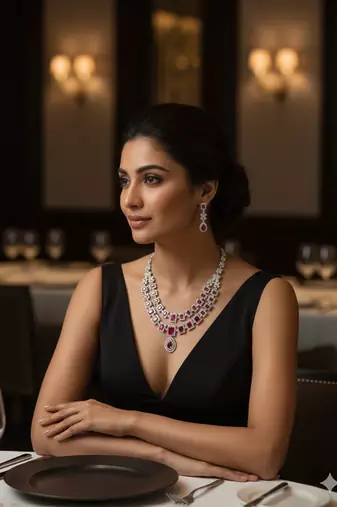 Red american diamonds necklaces