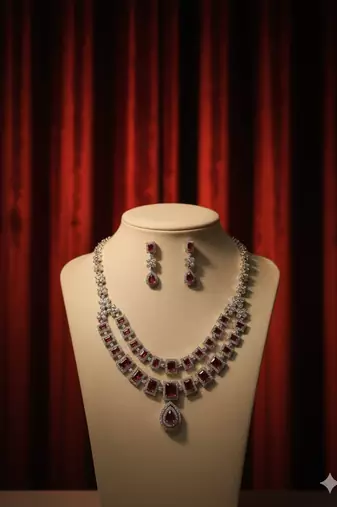 Red american diamonds necklaces