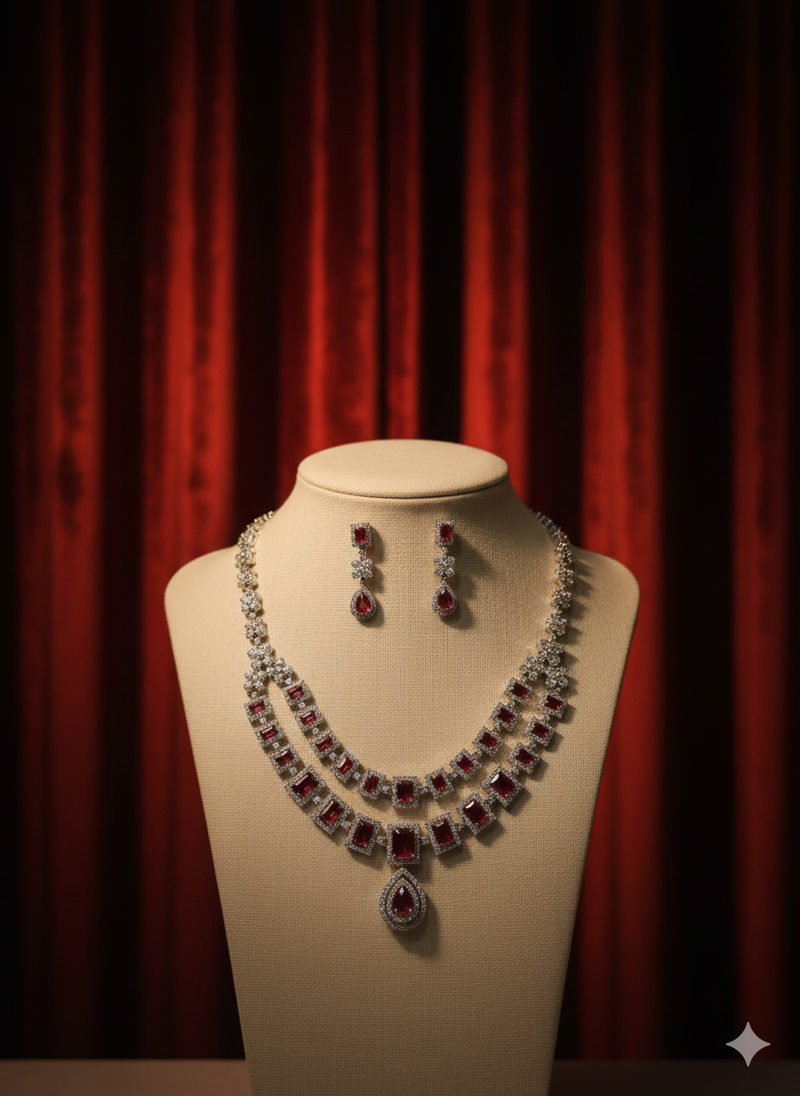 Red american diamonds necklaces