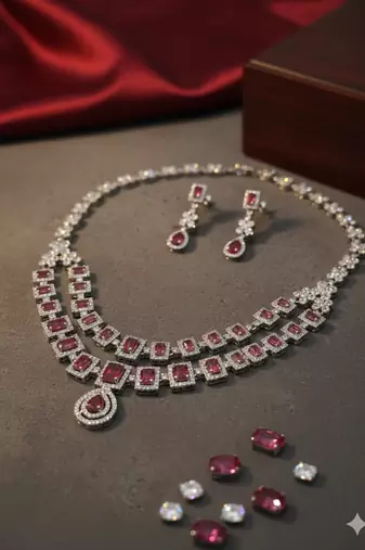 Red american diamonds necklaces