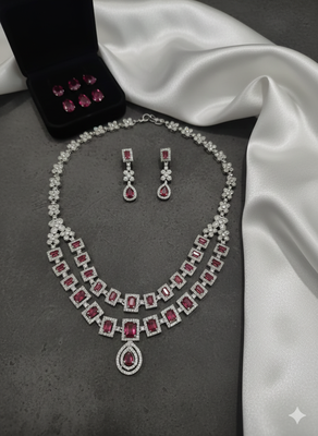 Red american diamonds necklaces 4