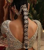 Gold plated kundan hair braid pin