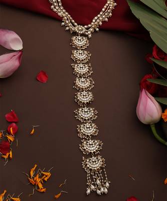 Gold plated kundan hair braid pin 2