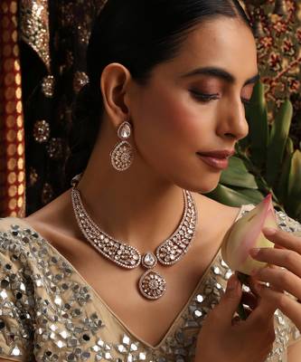 gold plated kundan necklace set 1