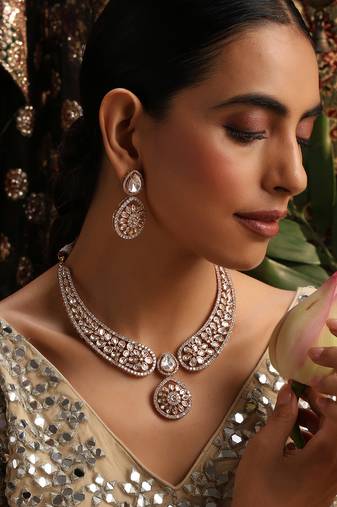 gold plated kundan necklace set