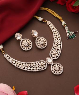 gold plated kundan necklace set 2