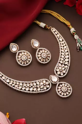 gold plated kundan necklace set