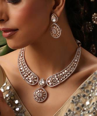 gold plated kundan necklace set 3