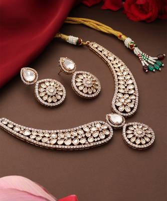 gold plated kundan necklace set 4
