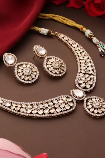 gold plated kundan necklace set