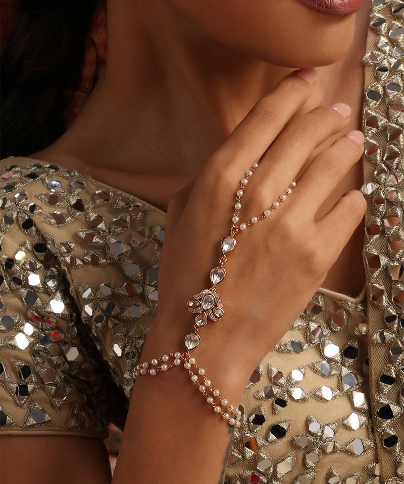 gold plated kundan hathpool