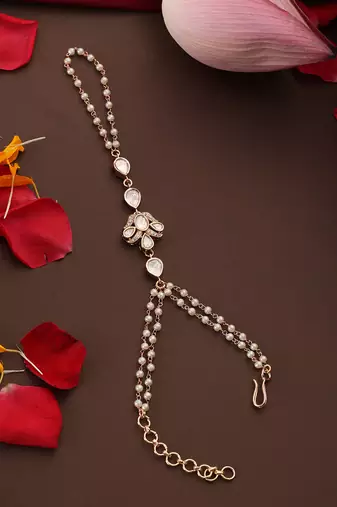 gold plated kundan hathpool