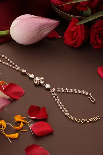 gold plated kundan hathpool
