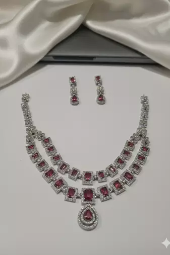 Red american diamonds necklaces