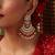 Gold plated kundan red stones chandbali earrings