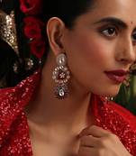 Gold plated kundan multicolor stones dangler earrings