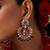 gold plated kundan green stones chandbali earrings