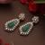 Gold plated kundan green stones dangler earrings