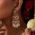 Gold plated kundan red stones chandbali earrings
