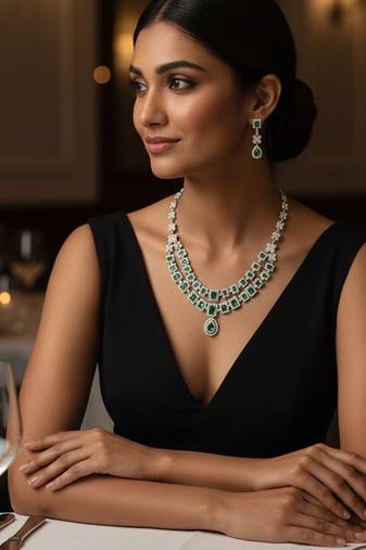 Green american diamonds necklaces