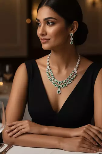 Green american diamonds necklaces