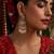 Gold plated kundan red stones chandbali earrings
