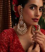 Gold plated kundan chandbali earrings