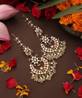 Gold plated kundan chandbali earrings 2