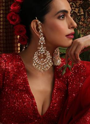Gold plated kundan chandbali earrings 5