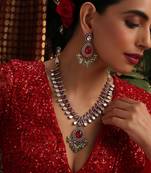 Gold plated kundan multicolor stones necklace set