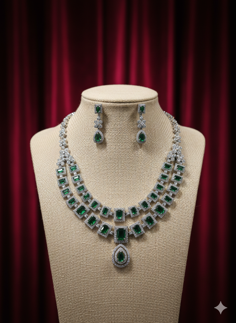 Green american diamonds necklaces