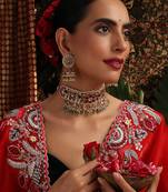 Gold plated kundan multicolor stones choker necklace set