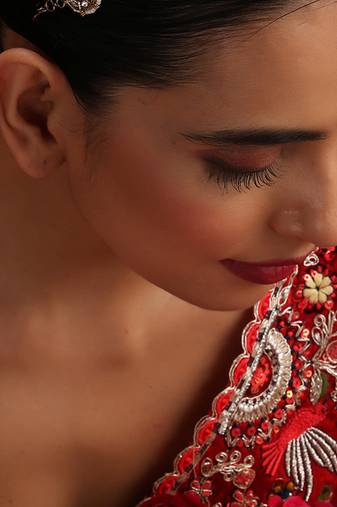 Gold plated kundan pink stones sheesh pool