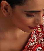 Gold plated kundan pink stones sheesh pool