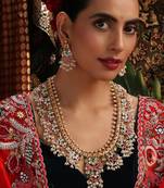 Gold plated kundan multicolor stones necklace set