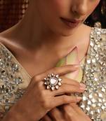 Gold plated kundan ring