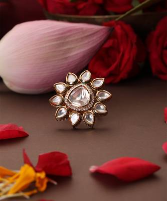 Gold plated kundan ring 2