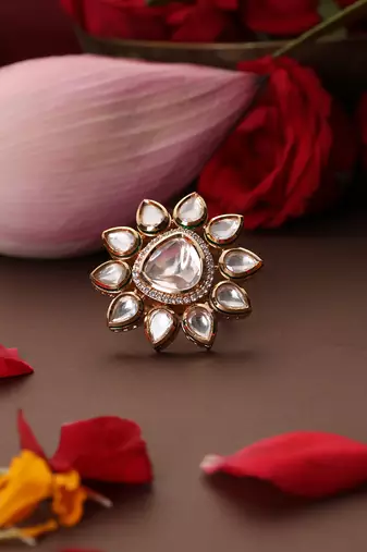 Gold plated kundan ring