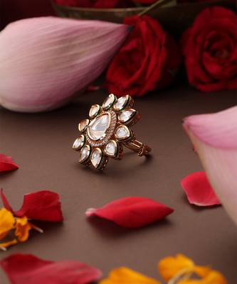 Gold plated kundan ring 3