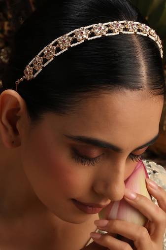 Gold plated kundan sheesh phool